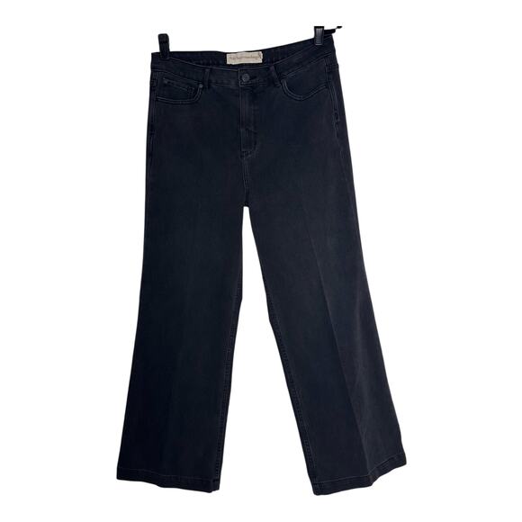 Soft Surroundings Jeans Women Black High Rise Wide Leg Stretch Size 12 - Picture 1 of 12